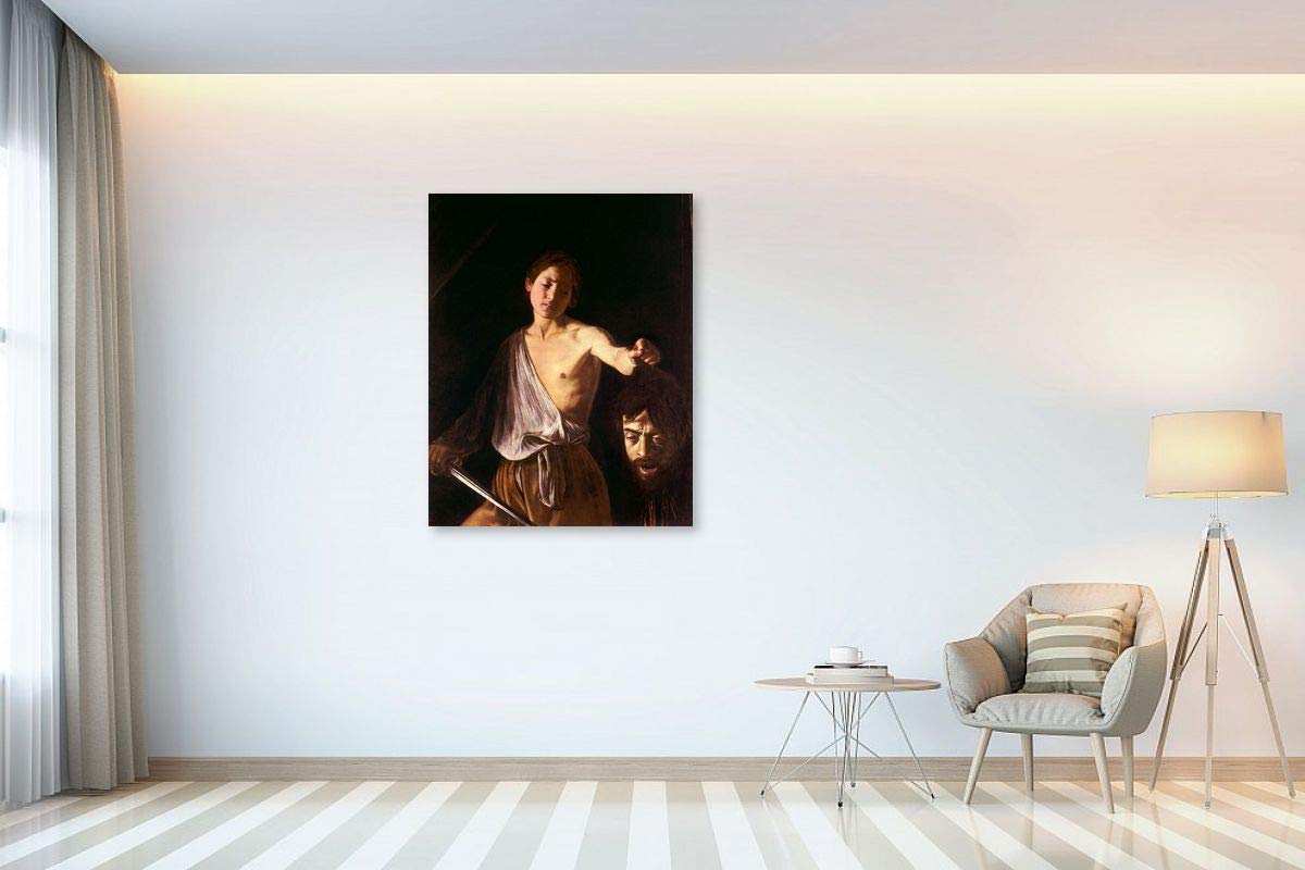 Caravaggio David with The Head of Goliath Fine Art Print - 35x44 Inch (89x111cm) Museum Quality Photo Paper Poster Rolled - Renaissance Wall Art Decor for Living Room, Office & Gallery