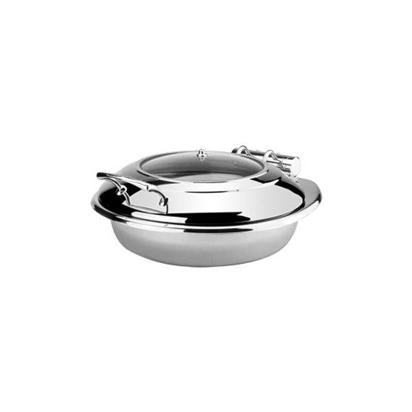 Athena 6 Liter Stainless Steel Chafer Buffet Server with Tempered Glass Lid - Perfect for Catering, Buffets, and Keeping Food Warm at Parties & Events (Model 8330003)