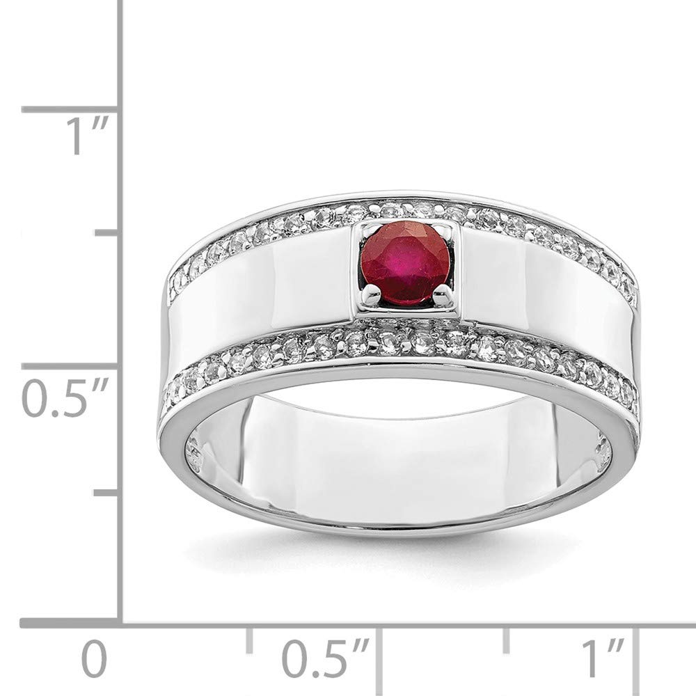 925 Sterling Silver Men's African Ruby & White Topaz Ring - Handcrafted Fine Jewelry for Men, Anniversary & Birthday Gifts for Him - Perfect for Weddings, Date Nights & Special Occasions