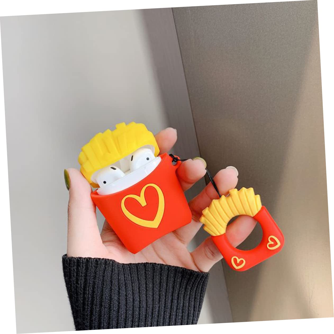 Artibetter 3-Piece French Fries Keychain Earphone Case - Cute Earbuds Protective Holder for AirPods, Headphones & Wireless Earbuds | Perfect for Travel, Gym & Daily Use