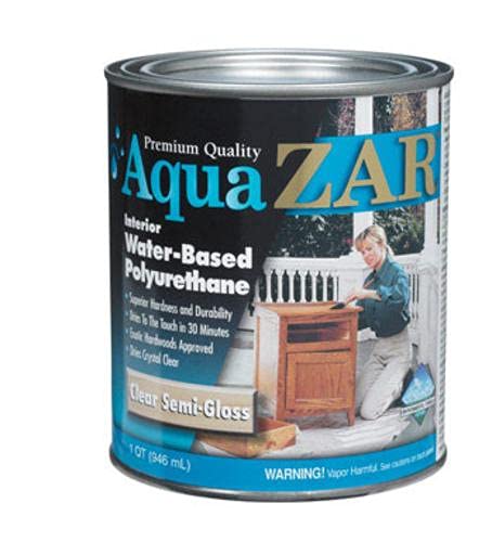 ZAR Semi-Gloss Clear Water Based Polyurethane 1 qt - Fast Drying Wood Finish for Floors, Furniture & Cabinets - Indoor Use for Home & Office Projects
