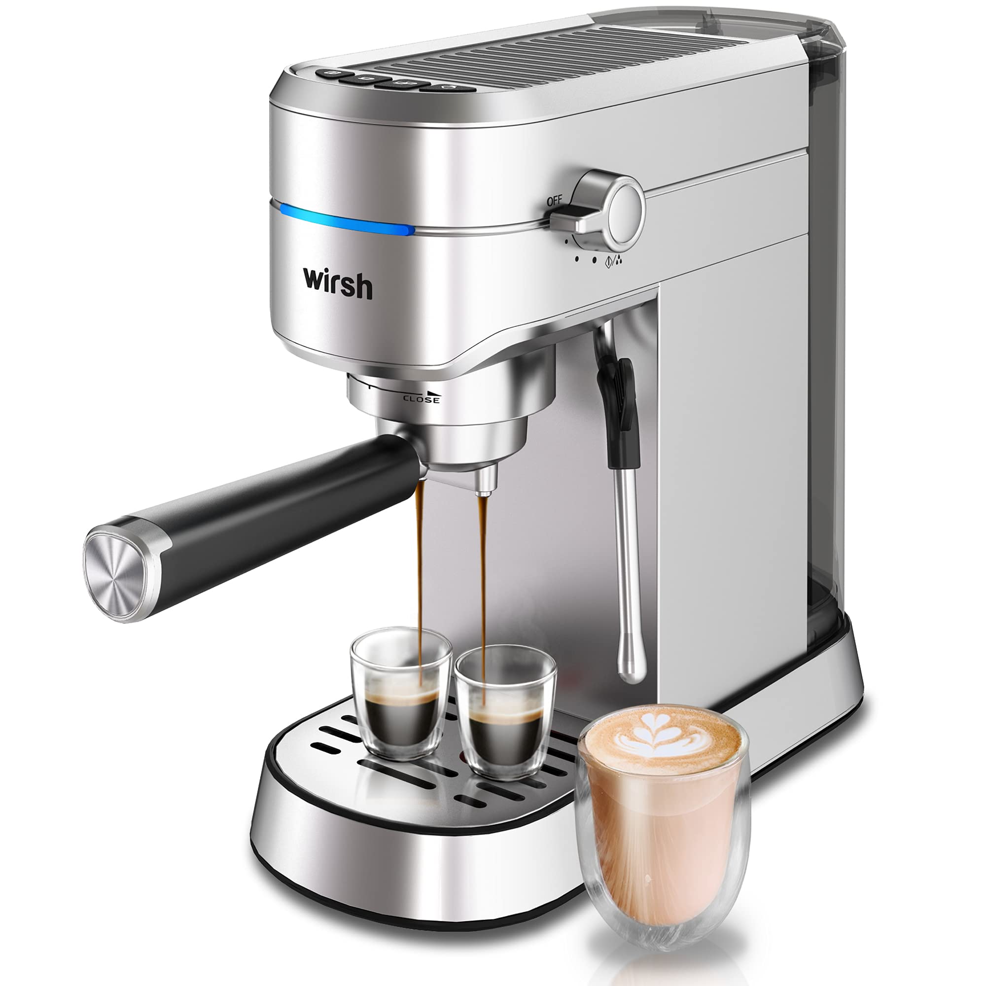 Premium 20 Bar Espresso Machine with Commercial Steamer - Perfect for Lattes & Cappuccinos - 42oz Removable Water Tank - Stainless Steel Home Barista Coffee Maker - Ideal for Home Cafes, Office Break Rooms & Coffee Enthusiasts