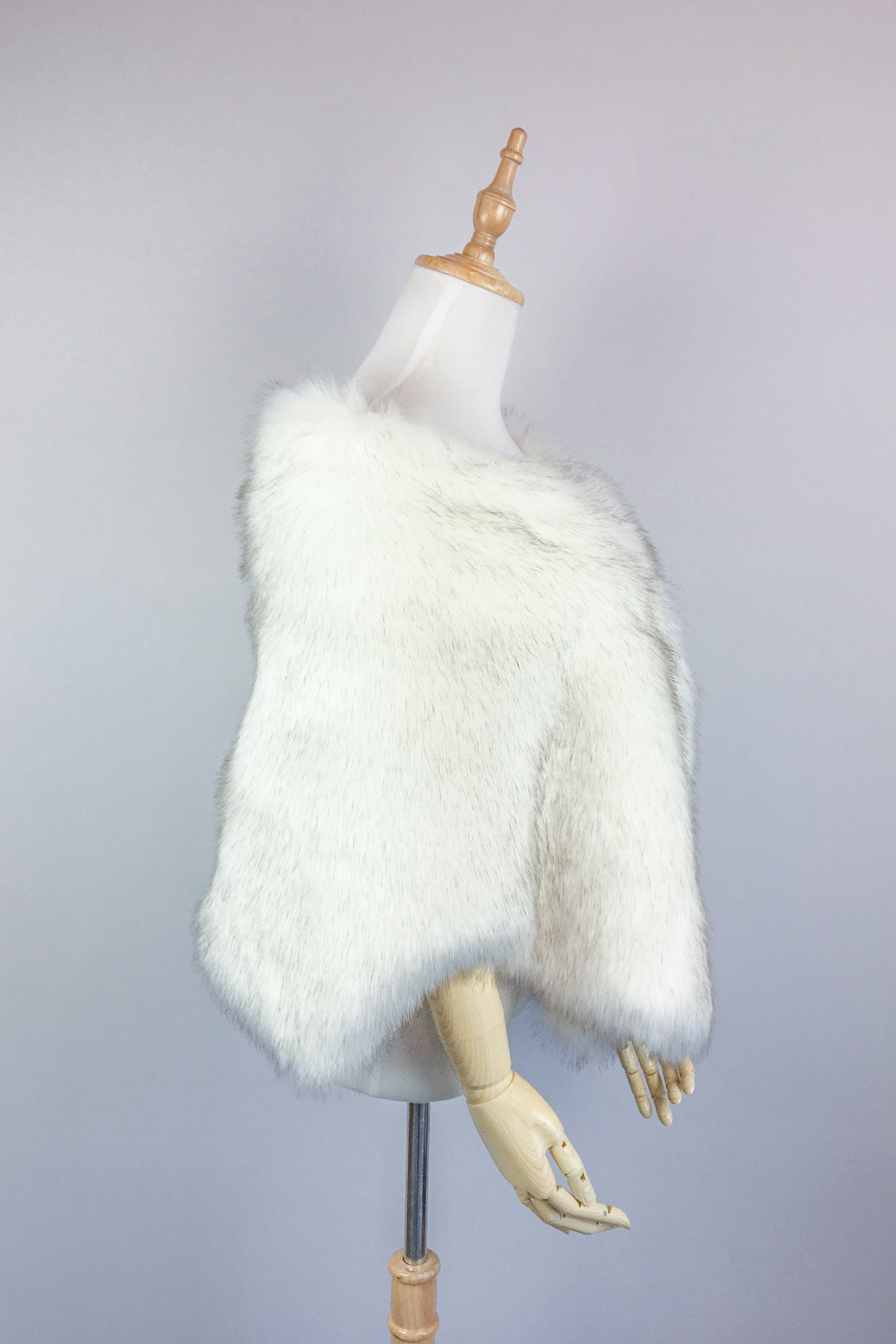 Ivory and Black Fur Shawl with Butterfly Design (Wht03) - Elegant Winter Wrap for Women, Perfect for Parties, Weddings, and Evening Events