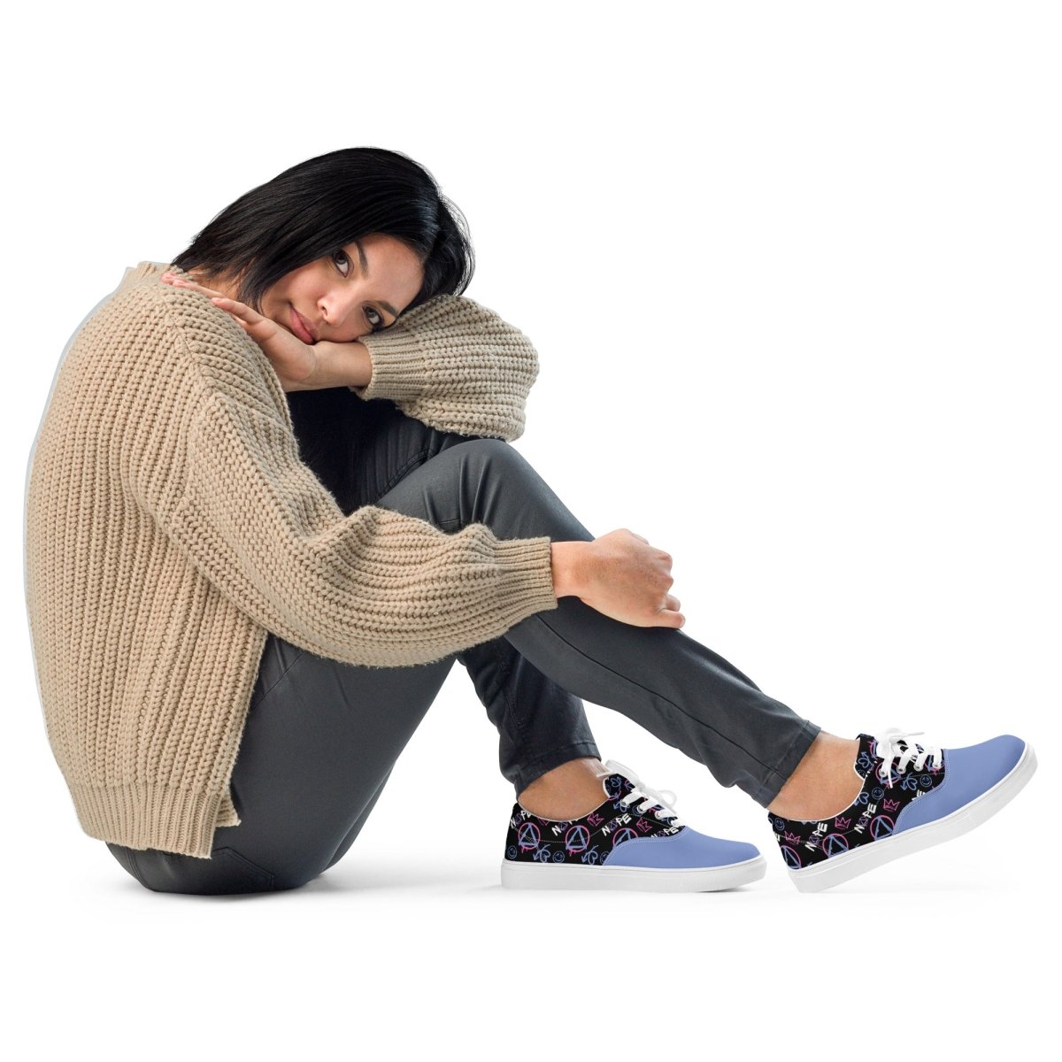 Nope Collection Graffiti Women's Lace Up Canvas Sneakers - Bold & Stylish Casual Shoes for Streetwear Fashion & Urban Outfits