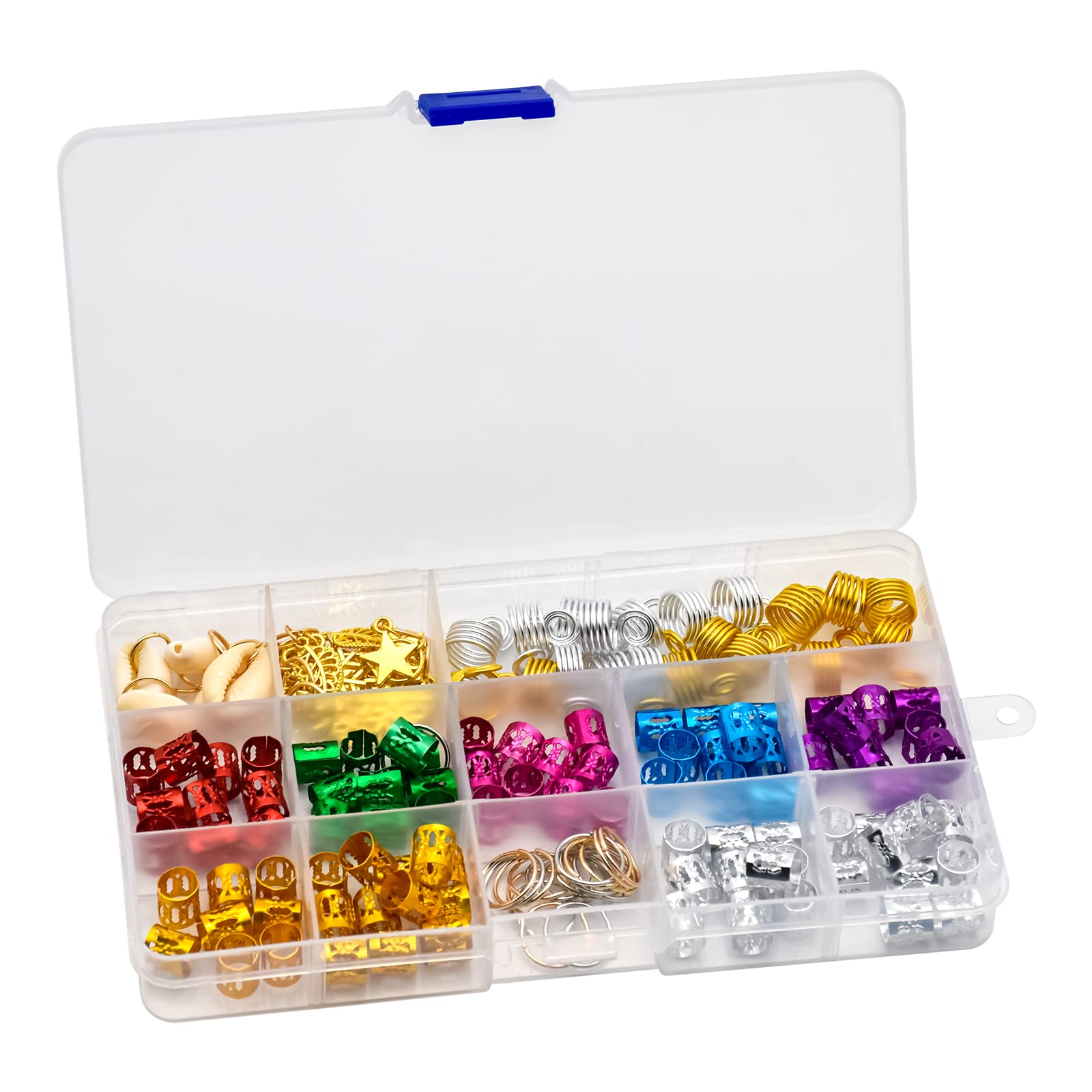 Skyzone 150PCS Women's Hair Jewelry Set - Braids Accessories with Metal Cuffs, Hair Rings, Shell Charms & Star Pendants for Dreadlocks & Braiding | Perfect for Boho, Festival & Everyday Hairstyles