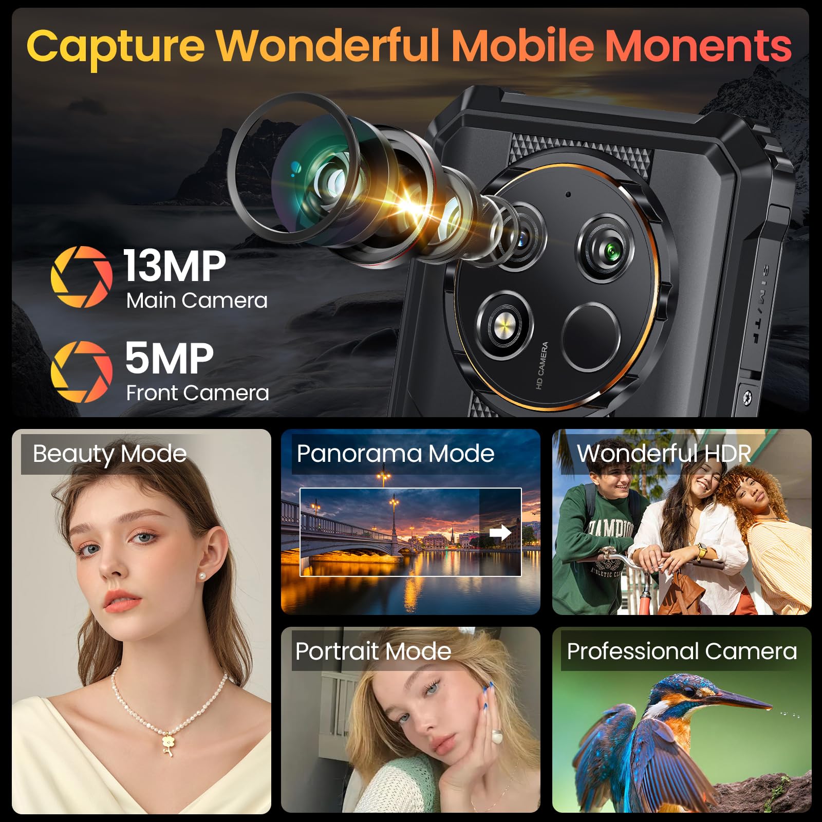 OUKITEL WP28E Rugged Smartphone - Android 14, 10600mAh Battery, 16GB RAM + 64GB/1TB Storage, 6.52