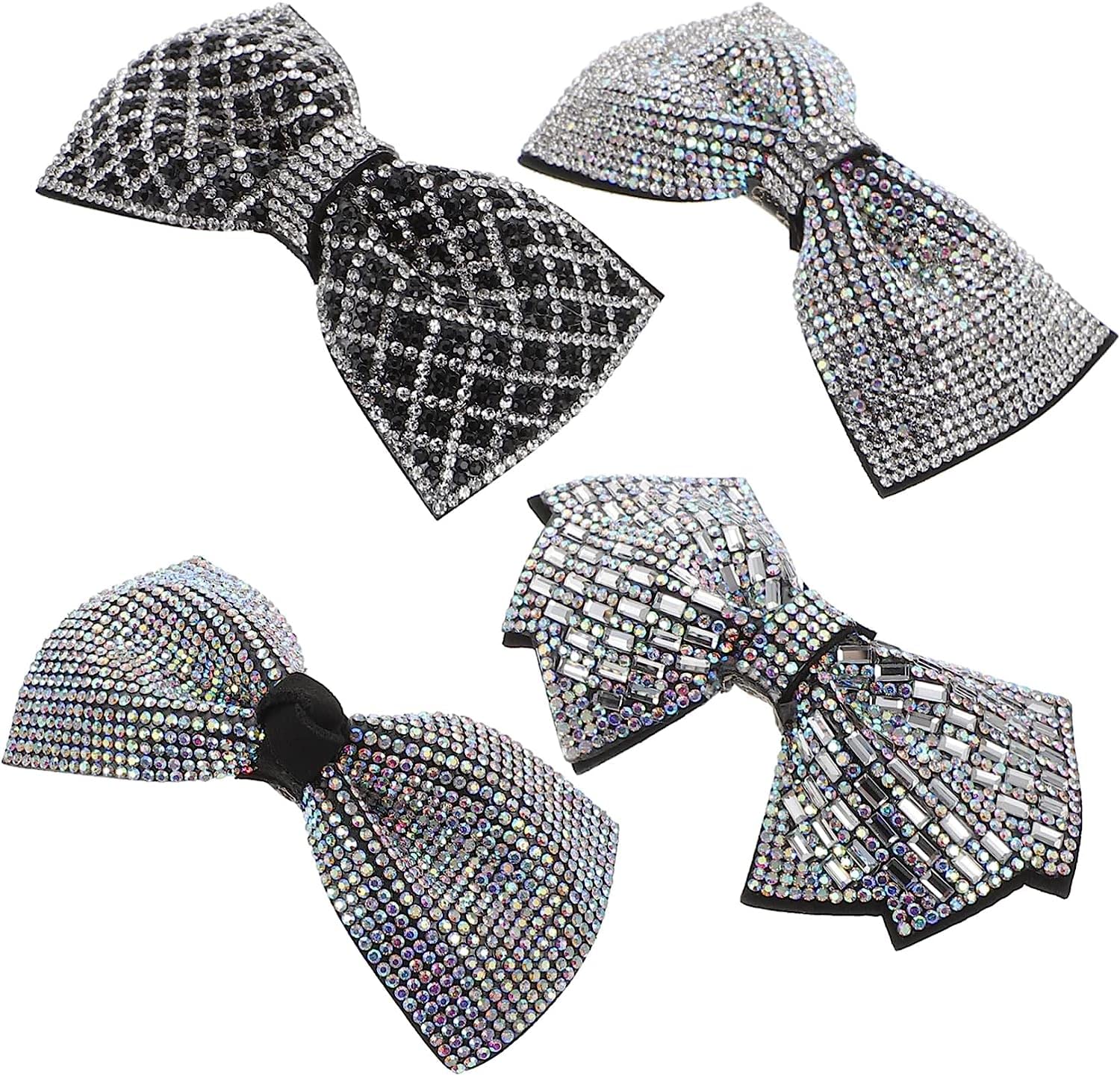 MIFANI 4-Piece Rhinestone Bow Hair Clips for Women - Crystal Alligator Hairpins for Wedding, Bridal, Party & Everyday Use - Elegant Hair Accessories for Women & Girls