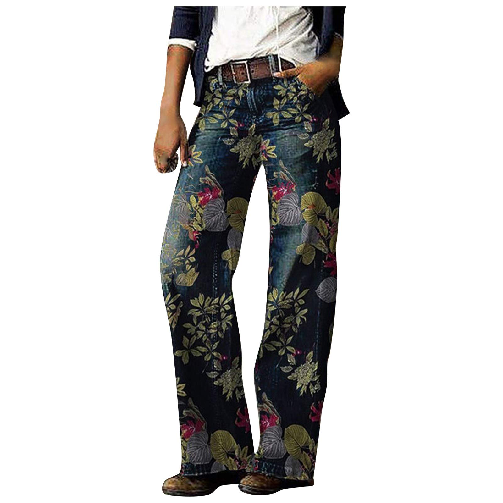 Women's High Waisted Skinny Jeans - Comfortable Printed Straight Leg Mom Jeans for Casual Wear | Trendy Fashion Denim Pants for Everyday, Work & Weekend Outfits