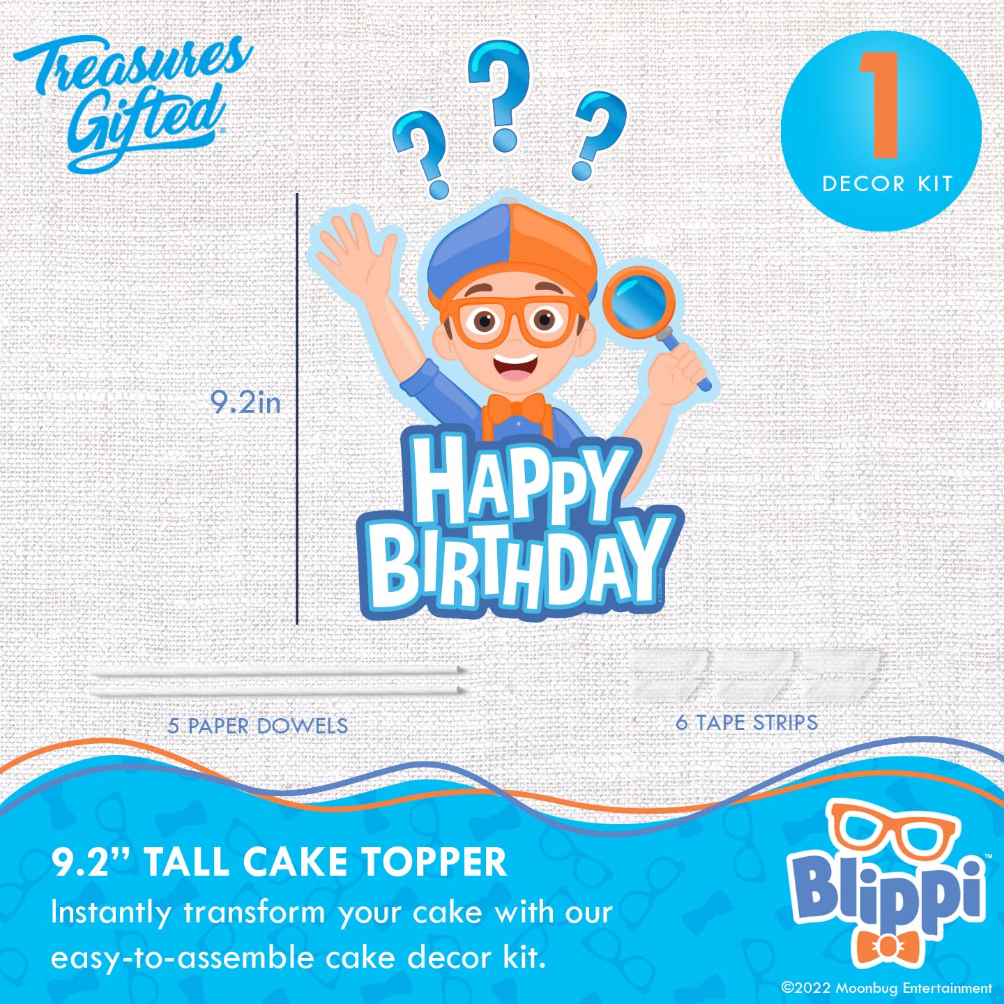 Blippi Cake Topper - Officially Licensed Blippi Birthday Cake Decorations - Blippi Party Supplies for Kids Birthday Cakes - Perfect for Blippi Themed Birthday Parties and Celebrations