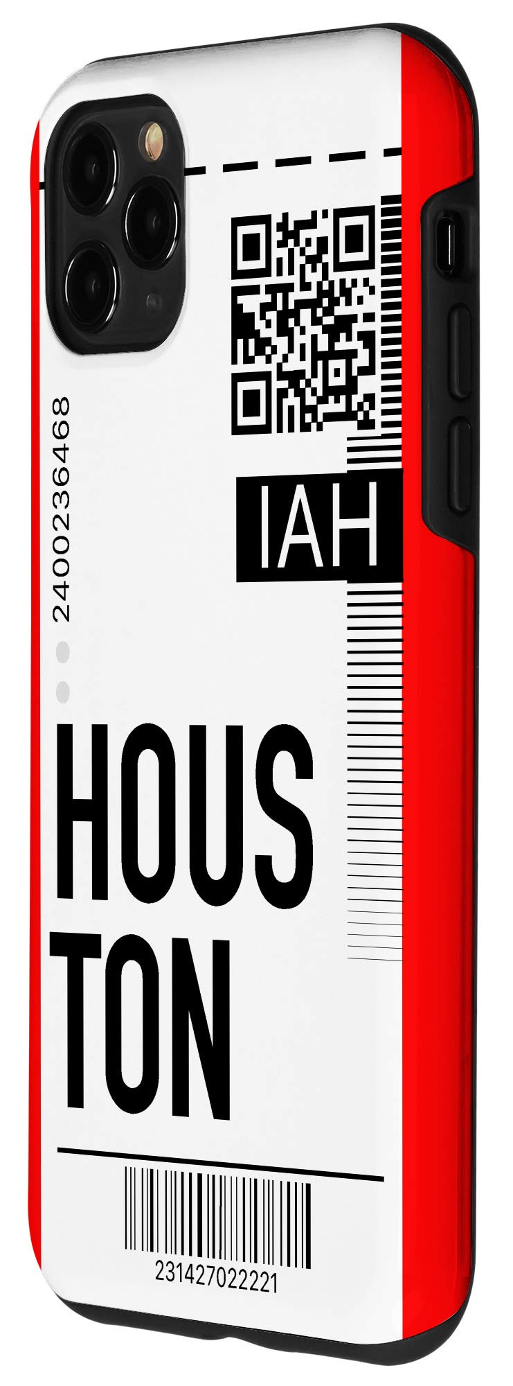 iPhone 11 Pro Max Houston Air Flight Ticket Phone Case - Red Boarding Pass Design for Travel & City Exploration