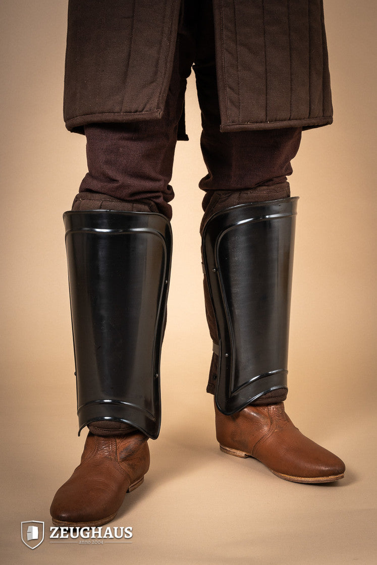 Greaves Warrior Burnished - Premium Leather Leg Armor for Medieval LARP, Cosplay & Renaissance Faires - Perfect for Historical Reenactments & Fantasy Costumes
