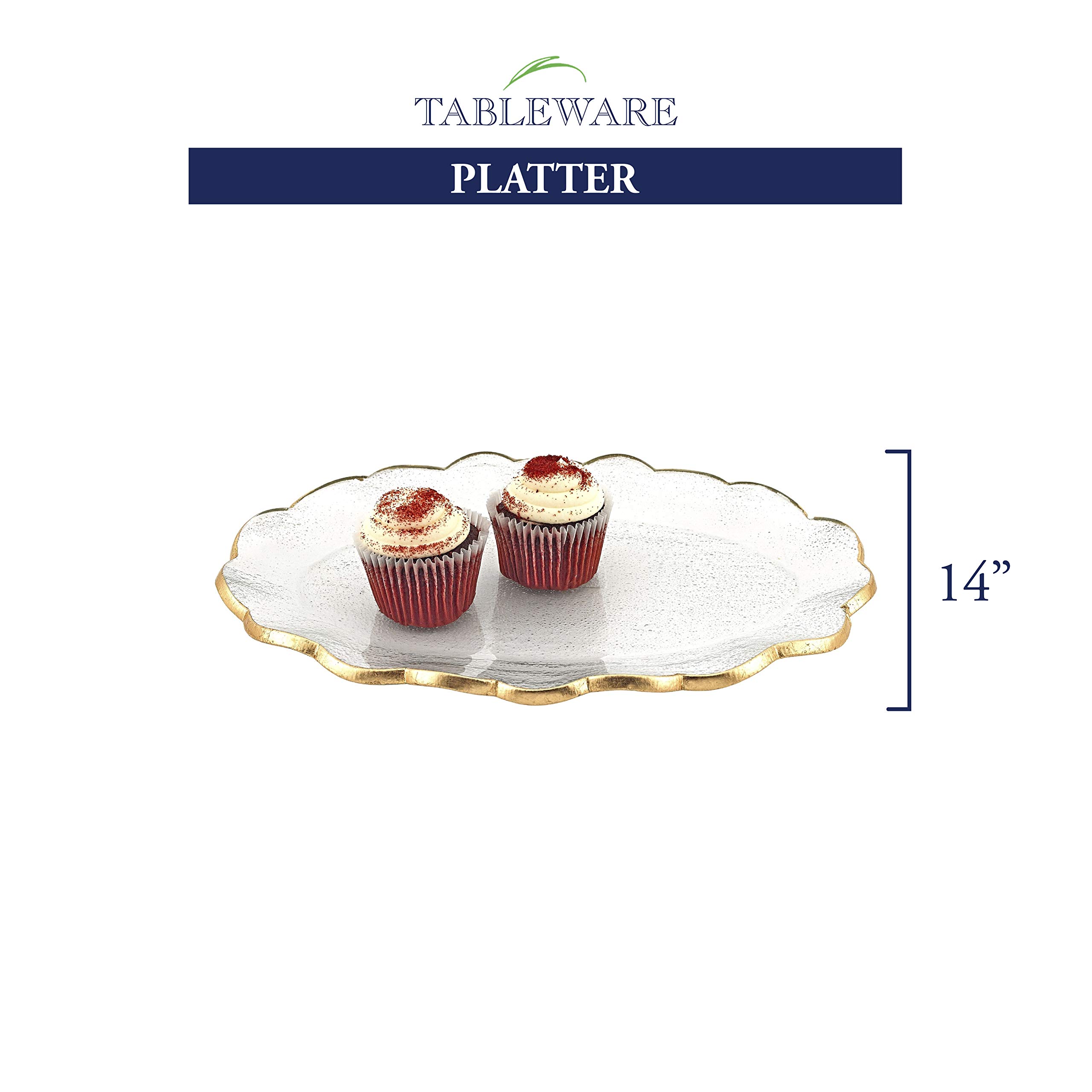 Badash Goldedge Glass Serving Tray - 14