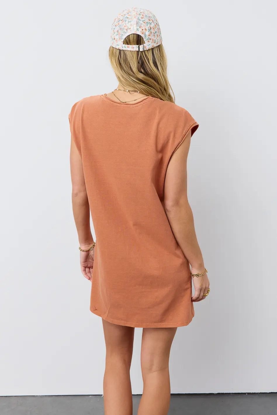 Elena T-Shirt Dress in Clay Color | Women's Casual Short Sleeve Tunic Dress | Perfect for Summer Outings, Beach Wear & Everyday Comfort
