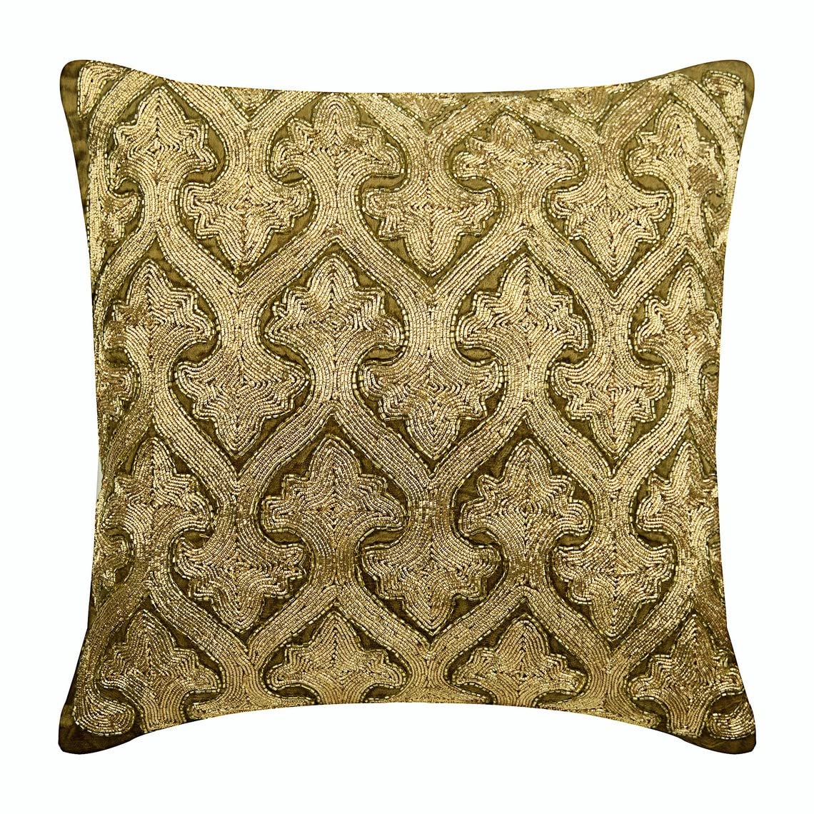 Premium Velvet Throw Pillow Covers 24x24 inch (60x60 cm) - Luxurious Gold & Olive Green Abstract Design - Handmade Modern Decorative Pillow Cases for Sofa, Bed, Couch - Perfect for Easter, Living Room & Home Decor