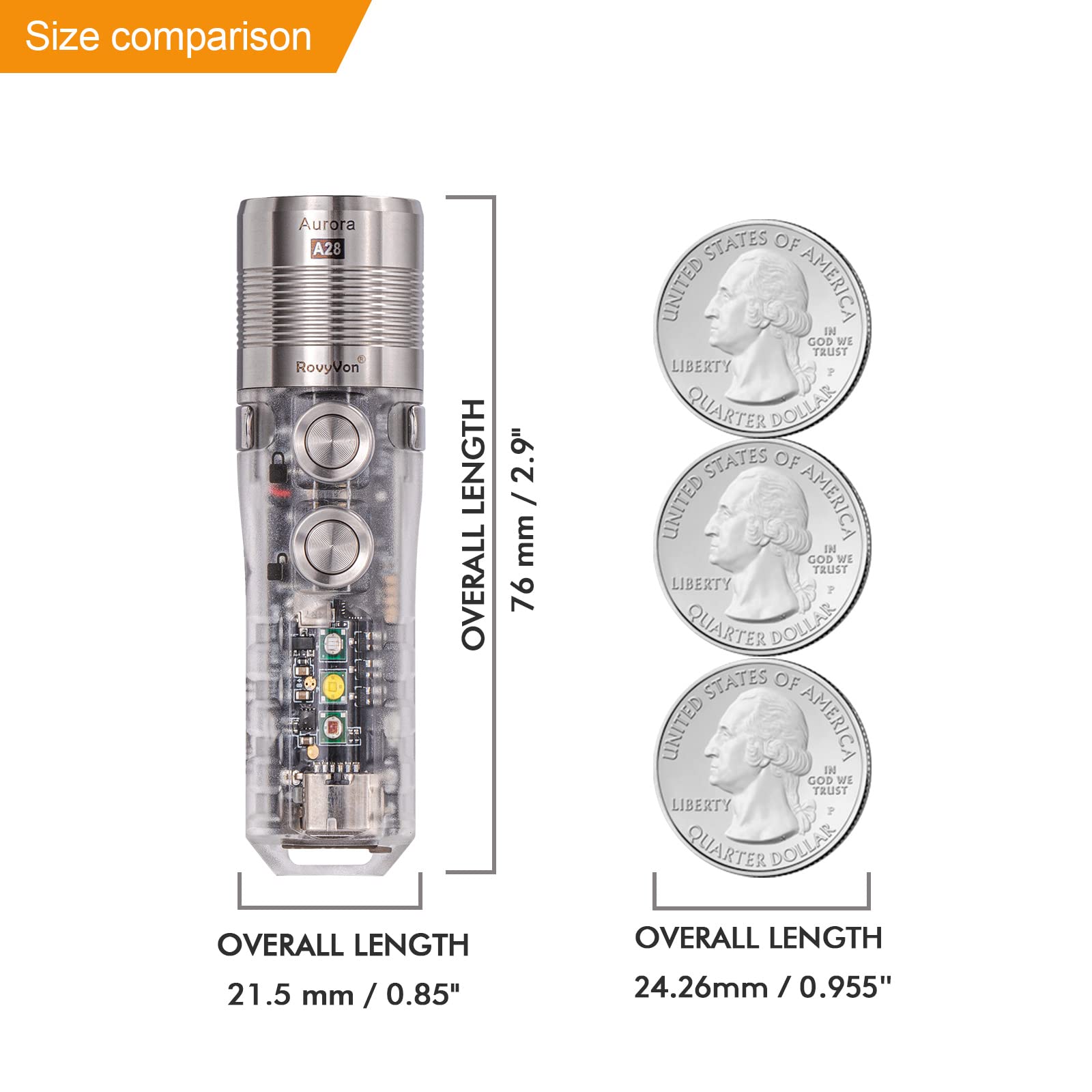 RovyVon A28 Gen 2 1000 Lumen USB-C Rechargeable Pocket Flashlight with Sidelight - Super Bright EDC Handheld Light for Hiking, Camping, Outdoor Adventures & Emergency Preparedness - Waterproof & Compact for Everyday Carry