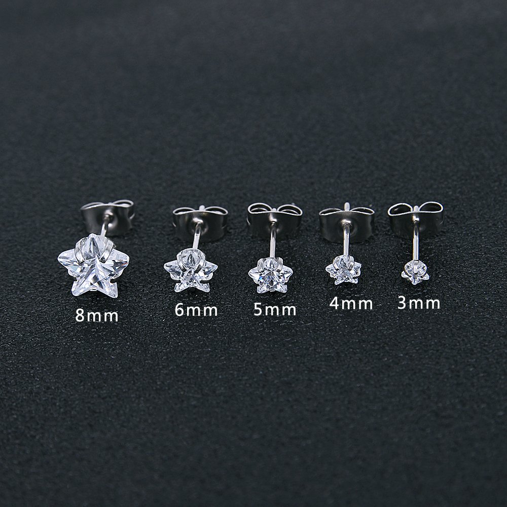 Sparkling Cubic Zirconia Stainless Steel Stud Earrings - 4 Pairs Helix Cartilage Earrings for Women | Hypoallergenic, Comfort Fit | Perfect for Daily Wear, Parties & Special Occasions