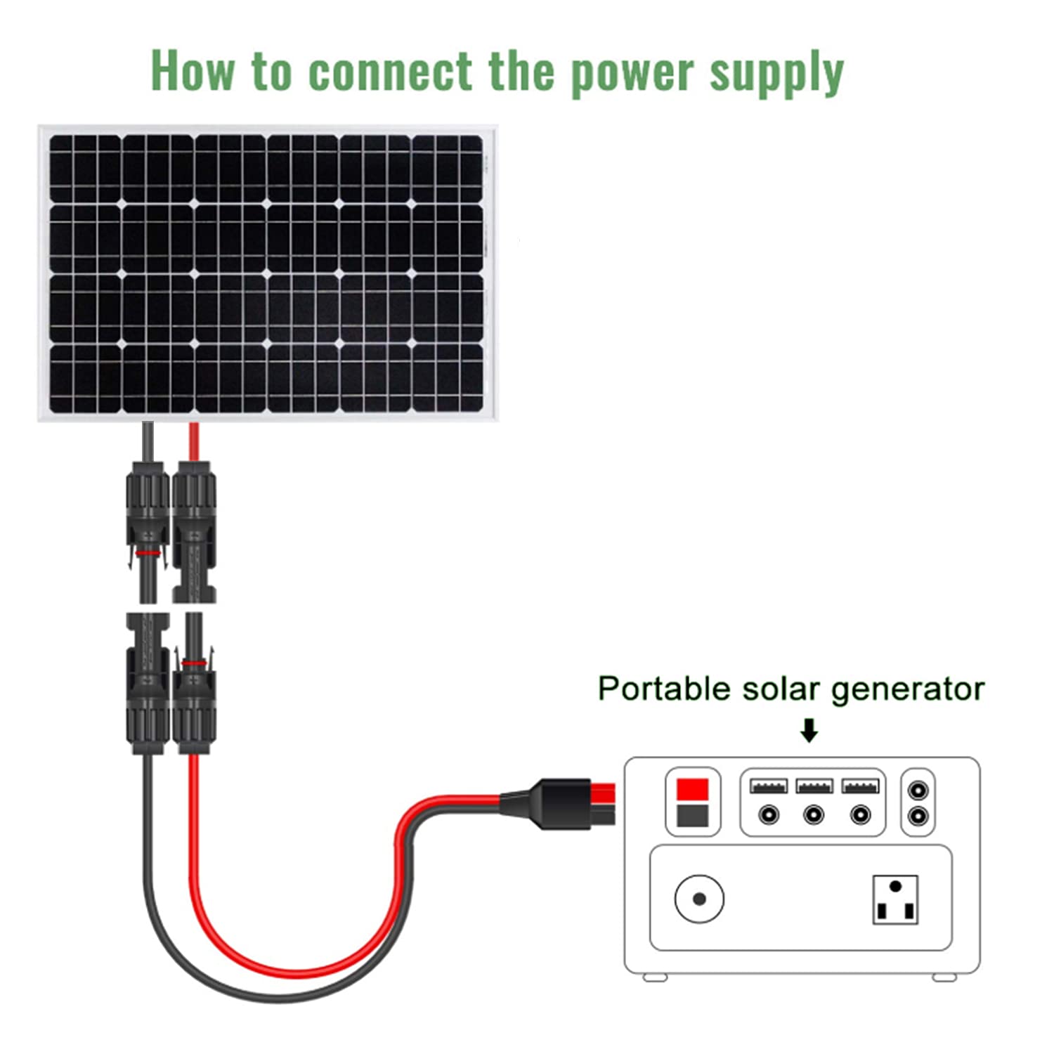 Premium 10AWG Solar Adapter Cable Kit - 35cm/1.1ft Male & Female Connectors for Solar Panels | Weatherproof & Durable for RV, Boat & Off-Grid Power Systems
