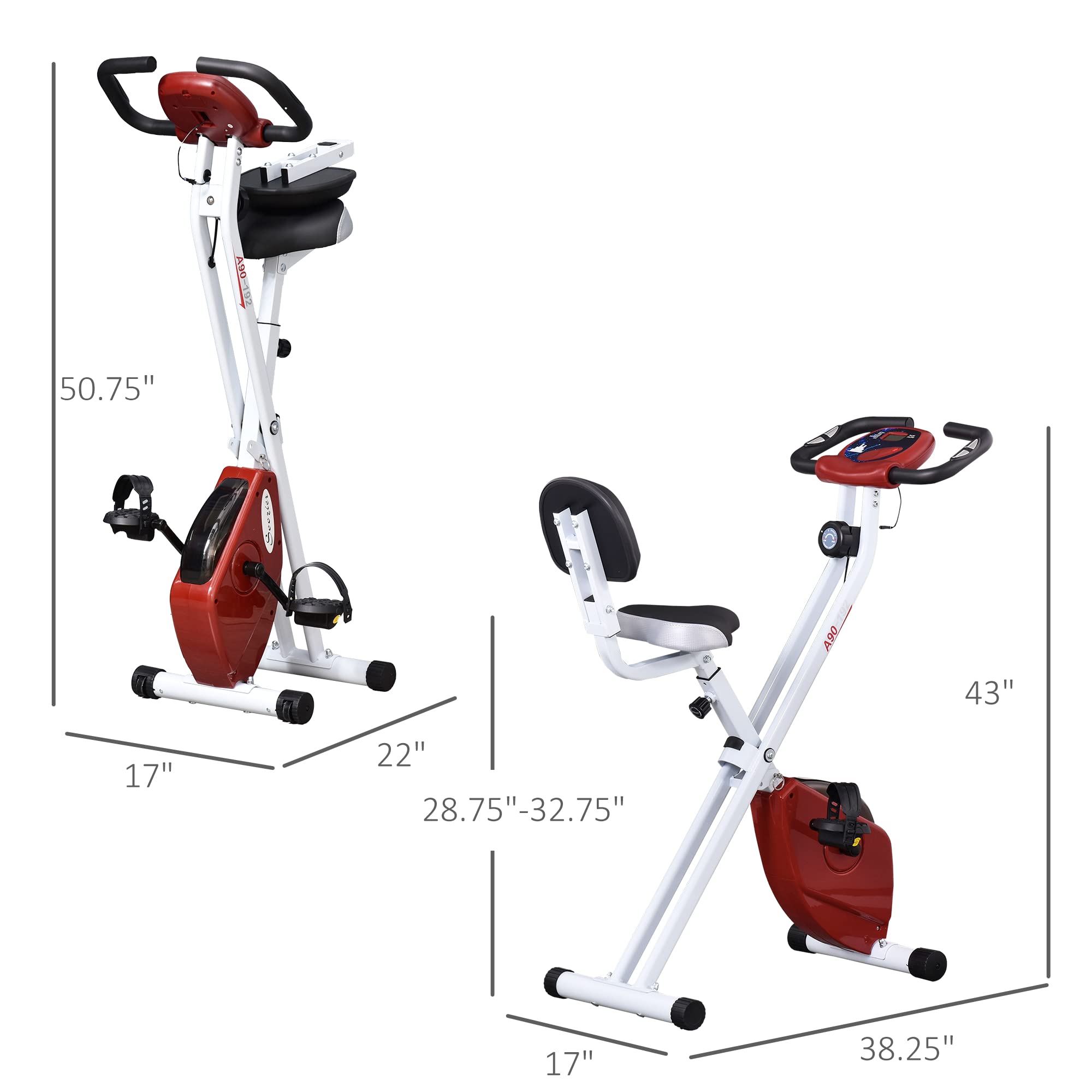 Soozier Foldable Exercise Bike - 8-Level Magnetic Resistance Indoor Cycling Bike with LCD Monitor for Home Cardio Workouts | Perfect for Small Spaces & Apartment Fitness