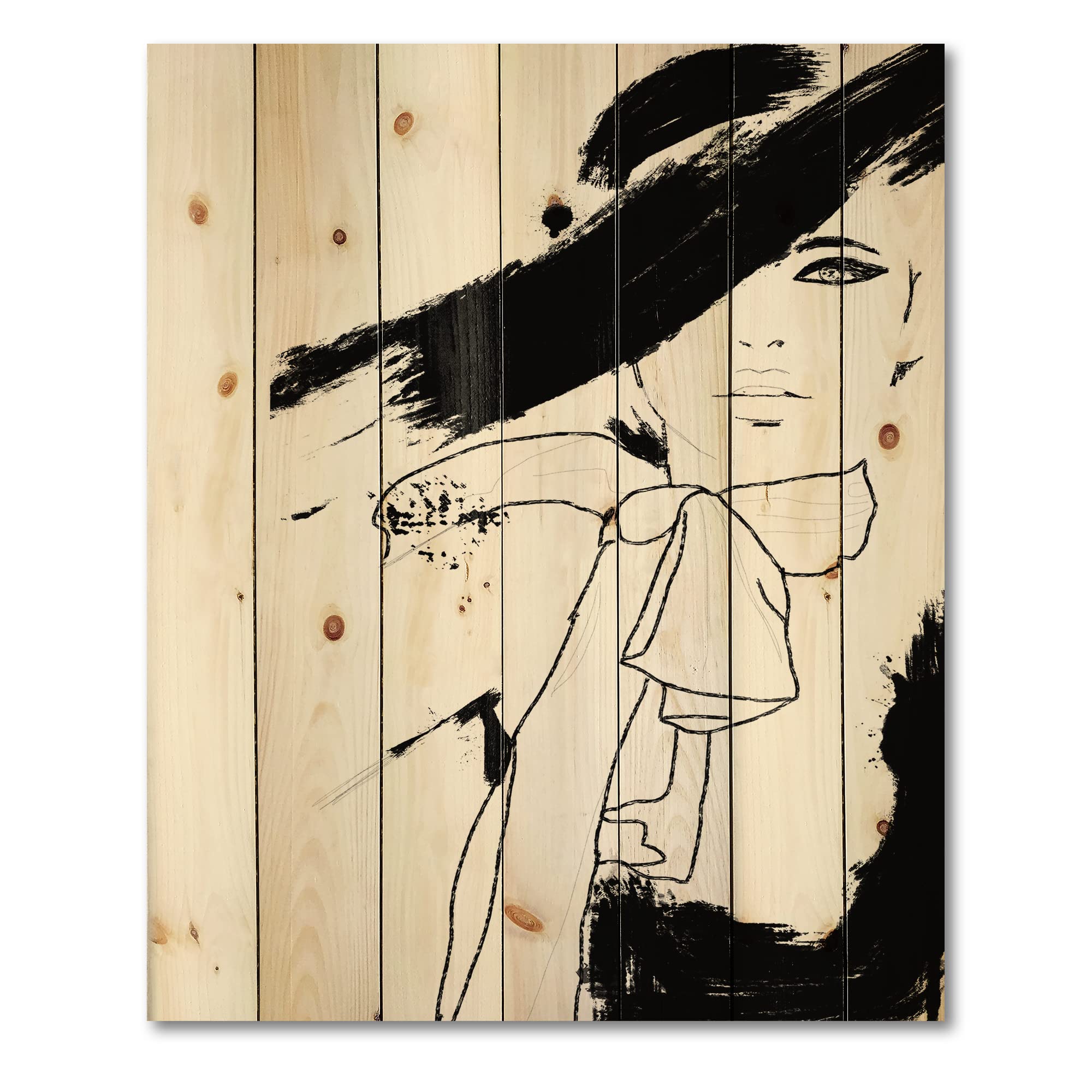 Modern Abstract Wood Wall Art - Large Black Contemporary Wooden Panel Decor for Women, Printed on Natural Pine | Perfect for Living Room, Bedroom & Office Decor