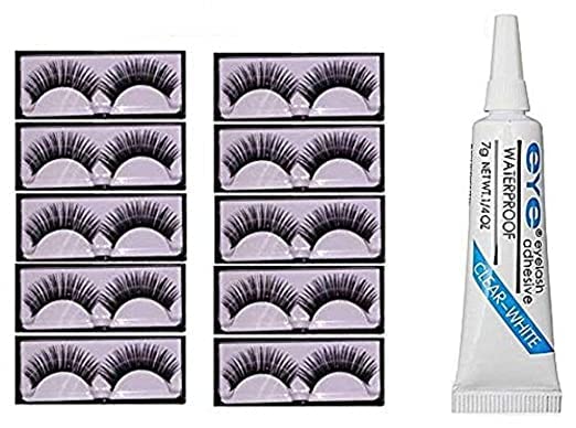AIR BEAUTY Natural Long False Eyelashes 10 Pairs - Cruelty-Free, Reusable, Easy to Apply with Free Eyelash Glue - Perfect for Daily Wear, Parties, and Special Occasions