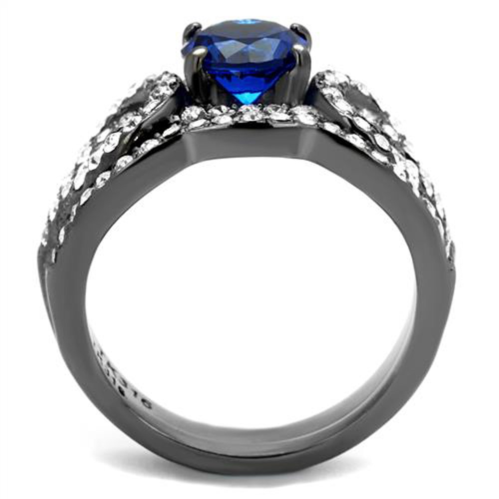 London Blue Spinel Wedding Ring Set for Women - Stainless Steel Jewelry for Brides