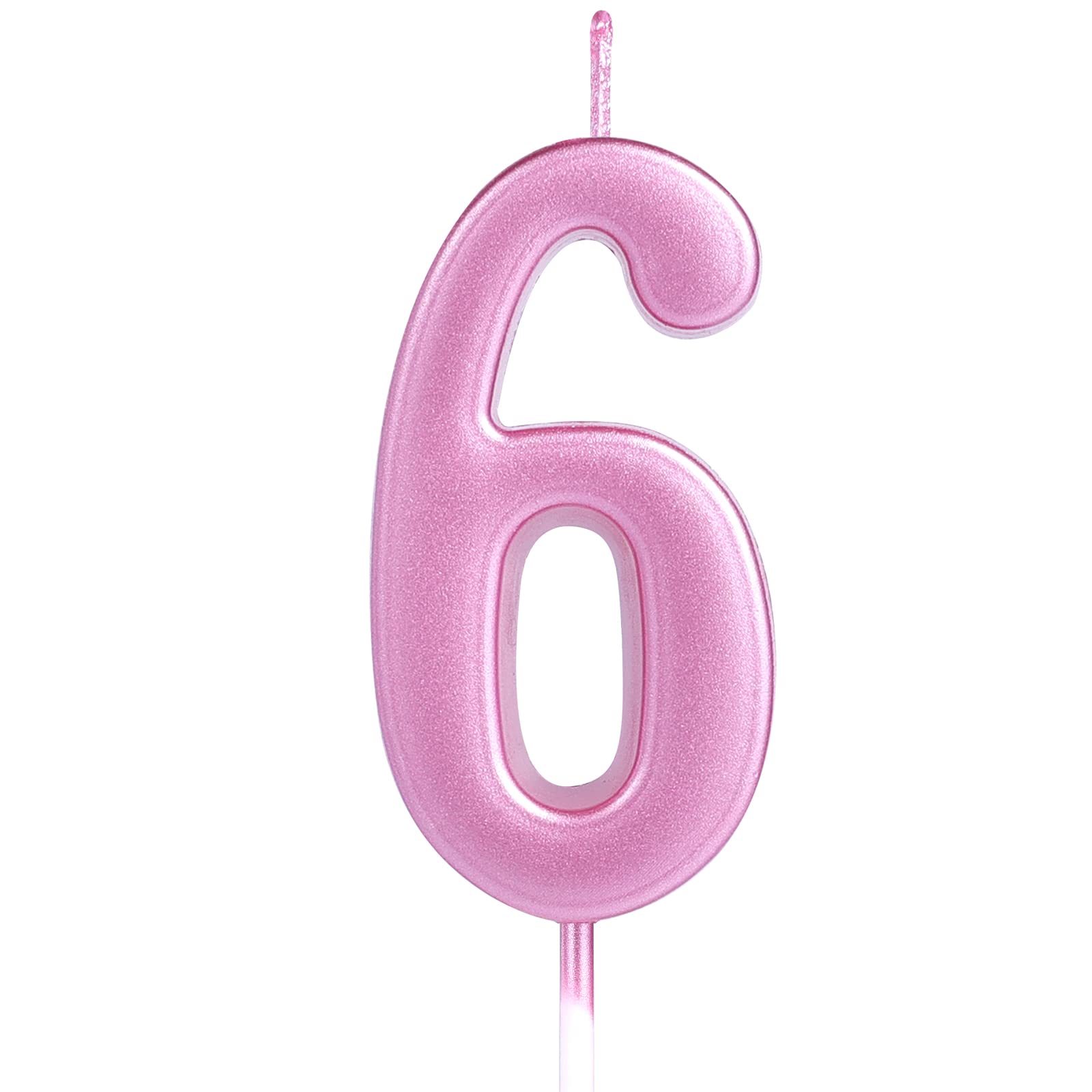 AIEX 2.76 Inch/7cm Pink Number 6 Cake Candles - Happy Birthday Wedding Anniversary Party Toppers for Cake Decorations | Perfect for Birthday Cakes, Cupcakes, and Celebration Desserts