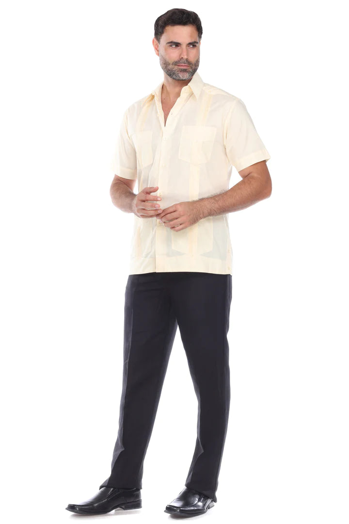 Men's Guayabera Shirt - Classic Cuban Style Short Sleeve Button Down (1673) | Perfect for Summer Weddings, Beach Vacations & Casual Wear