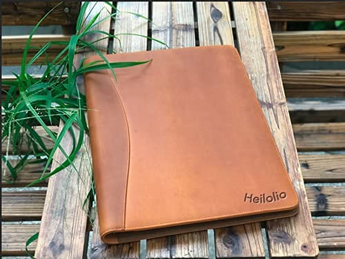 Personalized Genuine Leather Clipboard Folder - Professional A4 Letter Size Writing Pad Holder with Notepad Clip, Custom Name/Logo Engraving (Tan) - Perfect Office Organizer for Lawyers, Executives & Students