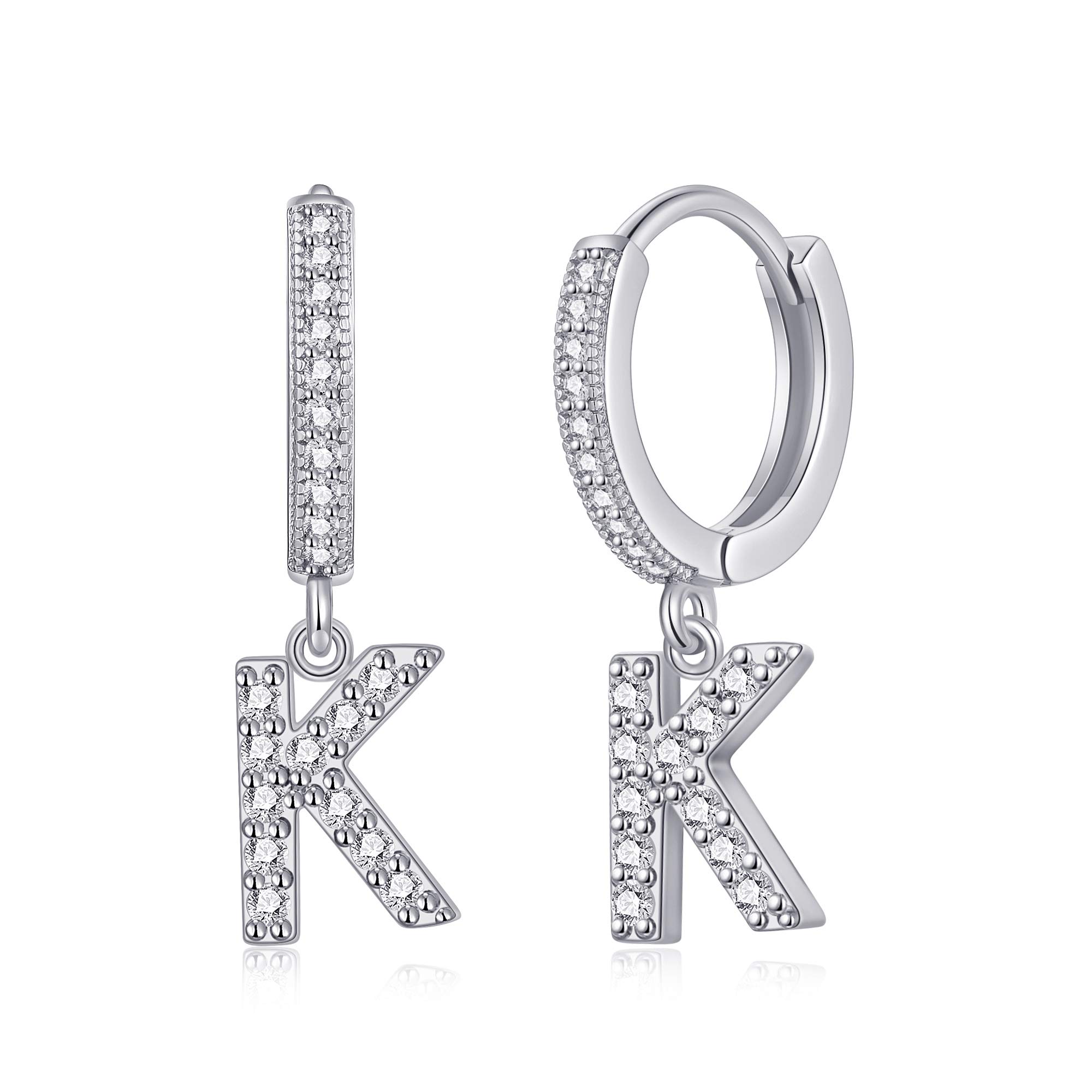 SANNYRA Initial Hoop Earrings for Women - 14K Gold, Silver & Rose Gold Plated CZ Letter Stud Earrings | Hypoallergenic, Dainty & Elegant Jewelry Gift for Her | Perfect for Everyday Wear, Date Nights & Special Occasions