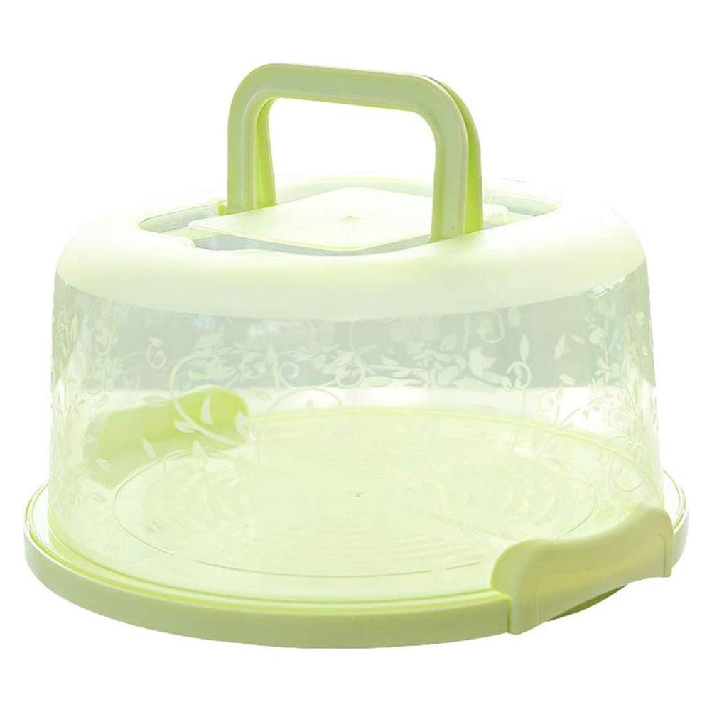 10 Inch Cake Stand with Lid & Handle - Portable Cake Box Holder for Cakes, Cupcakes, Fruits & Nuts | Perfect for Parties, Weddings & Baking (Green)
