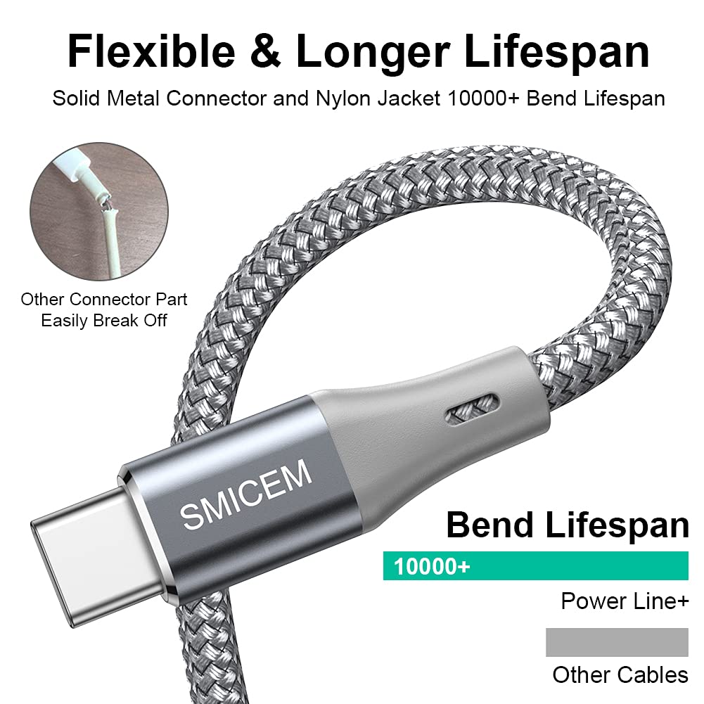 16.4ft USB C to USB A Fast Charging Cable - Durable Nylon Braided Extra Long Charger Cord for Galaxy S8/S9/S10, LG G6/G7/V20/V30/V40, Note 8/9/10, iPhone 16/15 Pro Max - Perfect for Home, Office & Car Charging