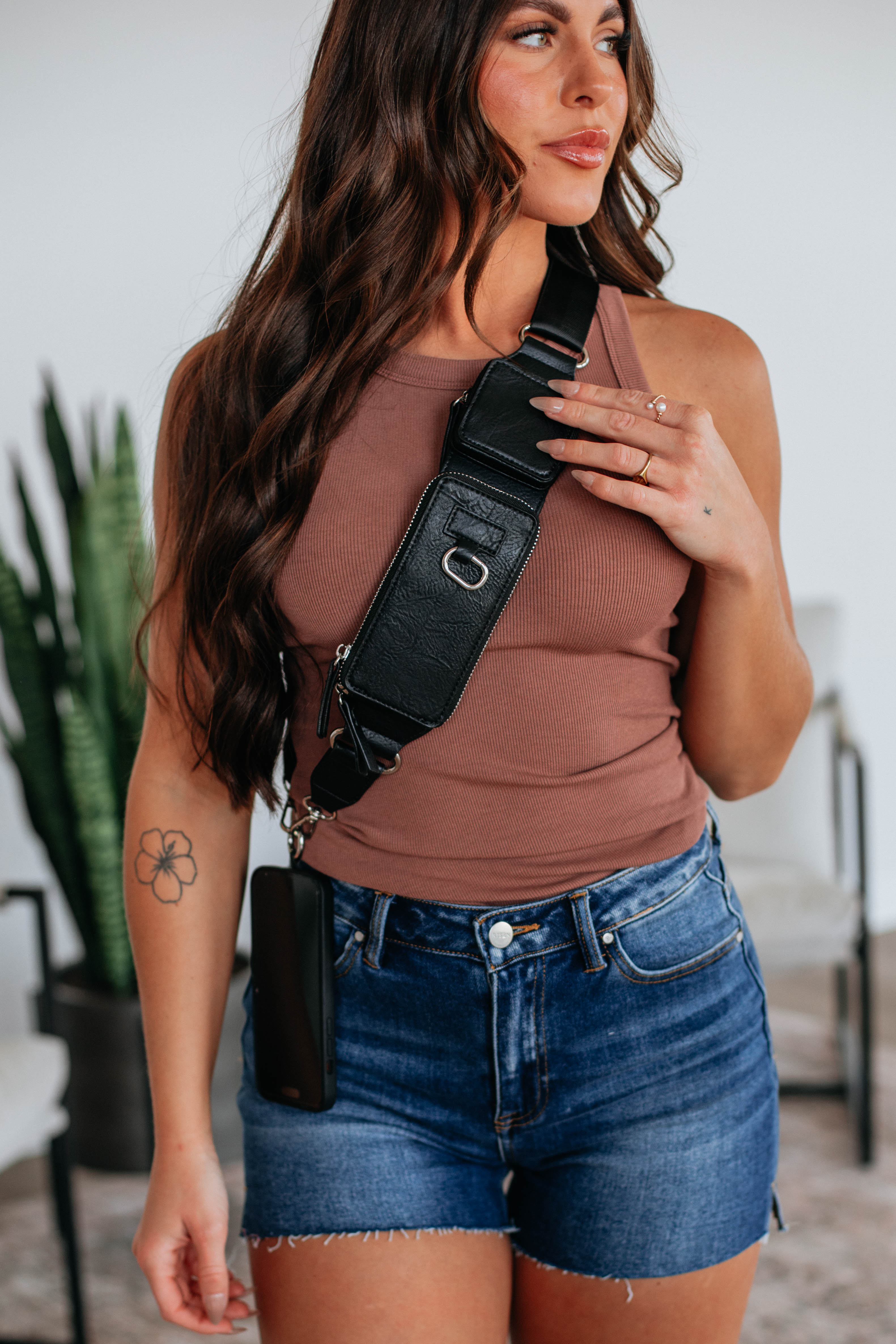 Aida Zip & Clip Strap - Adjustable Black Waist Bag Strap for Travel, Hiking & Everyday Use