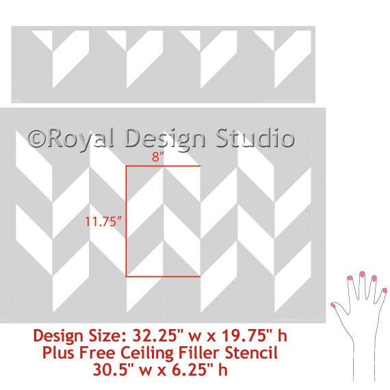 Herringbone Pattern Wall Stencils - Reusable DIY Painting Template for Home Decor, Geometric Wall Art, Accent Walls | Perfect for Living Room, Bedroom, Nursery & Office Design