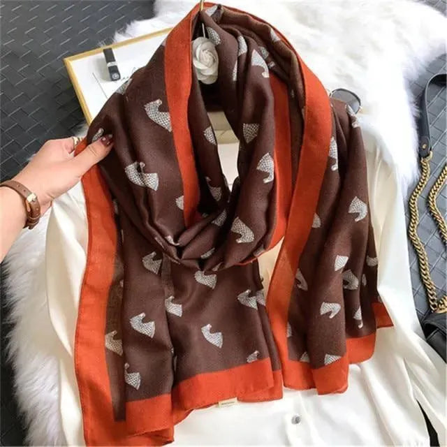 Luxury Striped Scarves for Women - Soft Cashmere & Silk Blend - Elegant Fashion Accessory for Winter, Office & Special Occasions