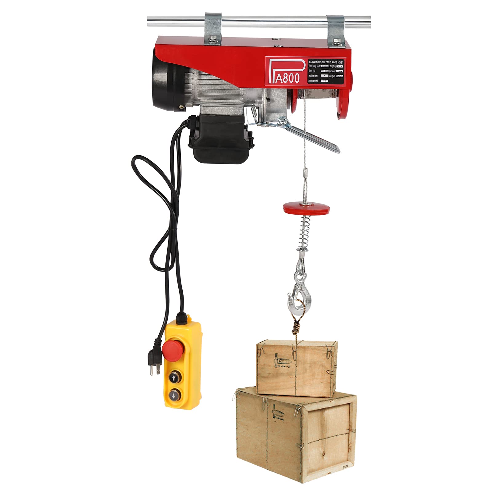 400KG Electric Hoist Lift 1763LBS with Wireless Remote Control - 110V Overhead Hoist for Garage, Auto Shop & Warehouse Lifting Operations