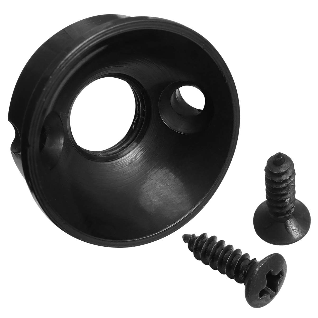 ARTIBETTER 1 Set Black Round Guitar Output Jack Plate with Screws - Electric Guitar & Bass Socket Outlet Hole for Guitar, Ukulele, Banjo, Mandolin - Perfect for DIY Repairs & Music Instrument Upgrades