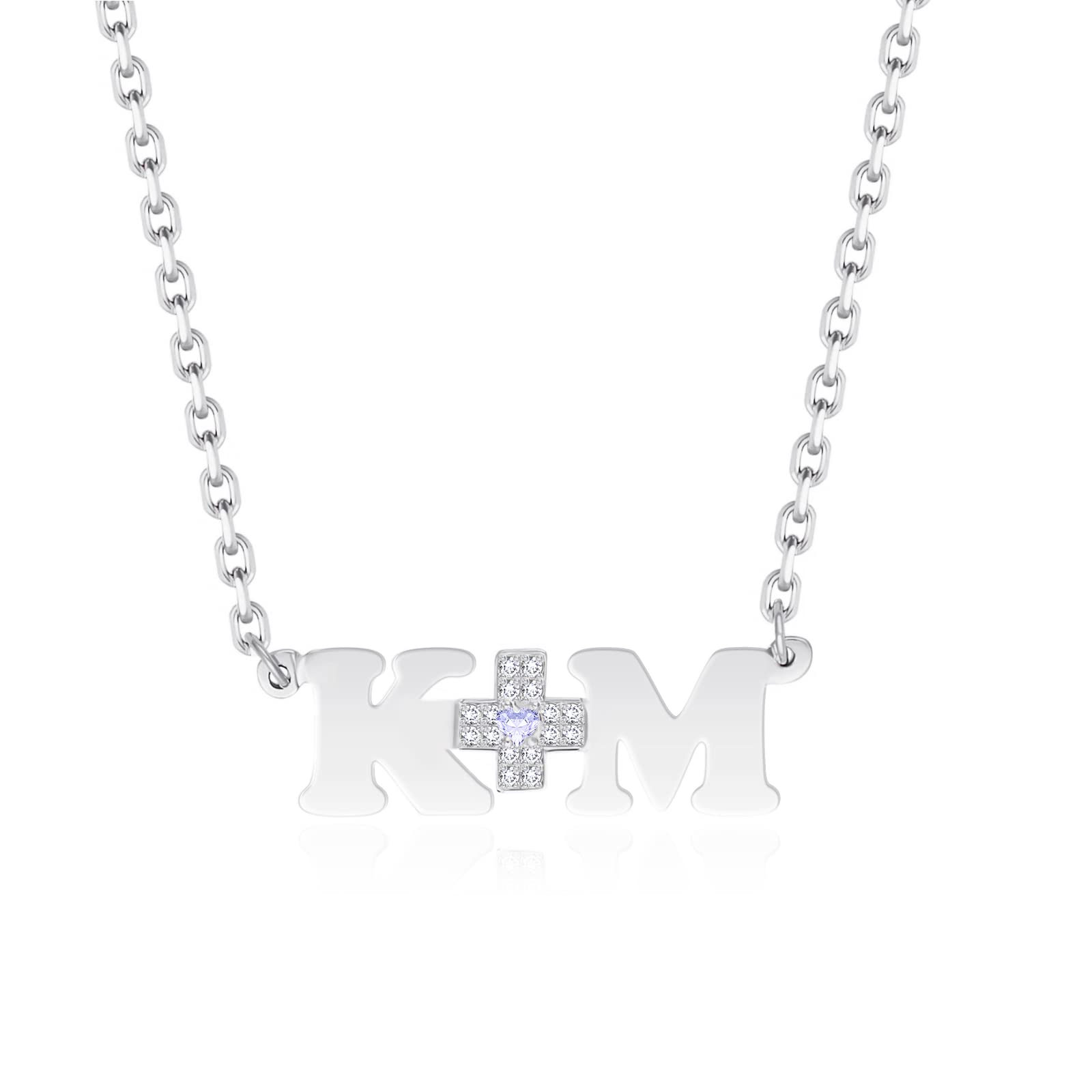 Personalized Name Necklace - 925 Sterling Silver Custom Initial Pendant with Natural Diamond & Birthstone | Crown & Heart Design in Yellow, White, Rose Gold | Dainty Jewelry for Women | Perfect Christmas, Birthday, Anniversary, Valentine's, Graduation, Mother's Day Gift for Her, Wife, Girlfriend, Mom, Sister | Everyday Wear, Date Night, Special Occasions