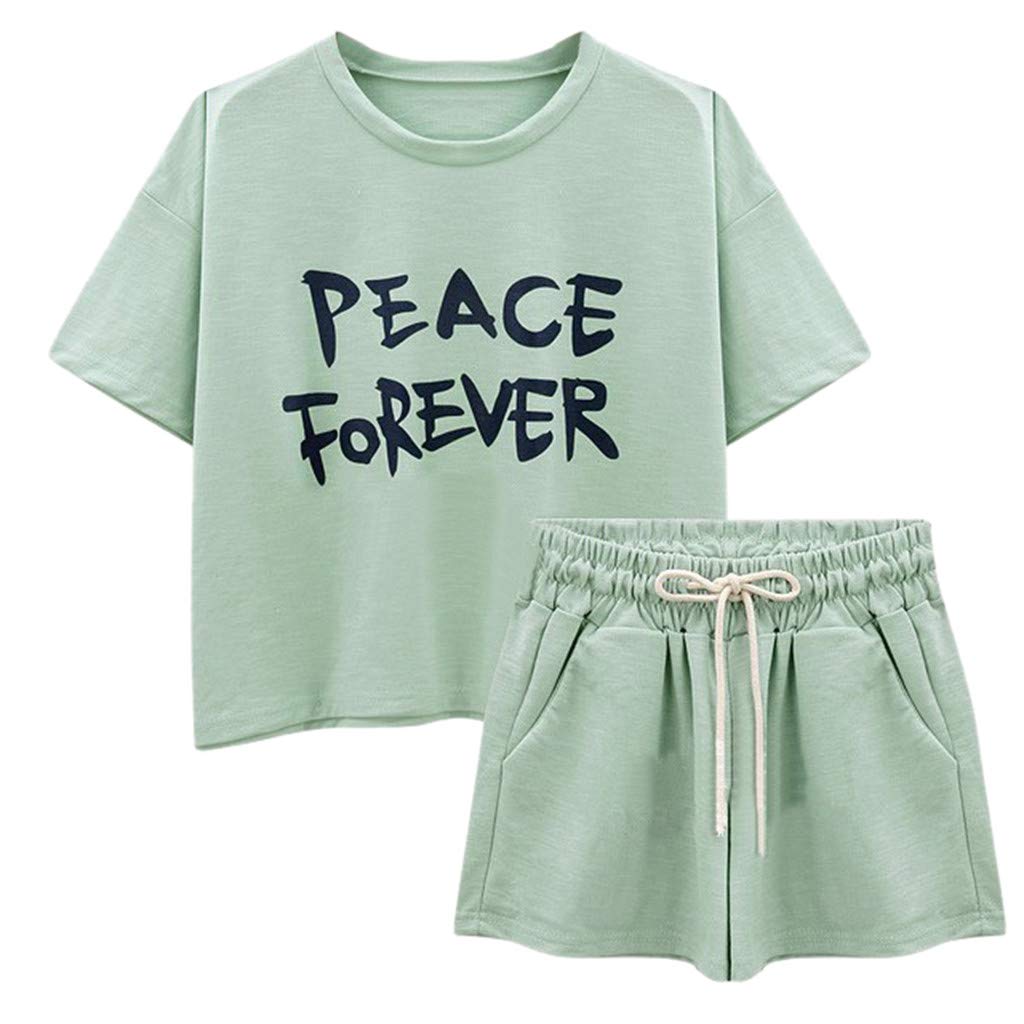 Women's 2-Piece Yoga Outfit - Summer & Fall Loose Fit Sport Top & Shorts Set for Workout, Gym, Running & Casual Wear | Breathable & Comfortable Activewear