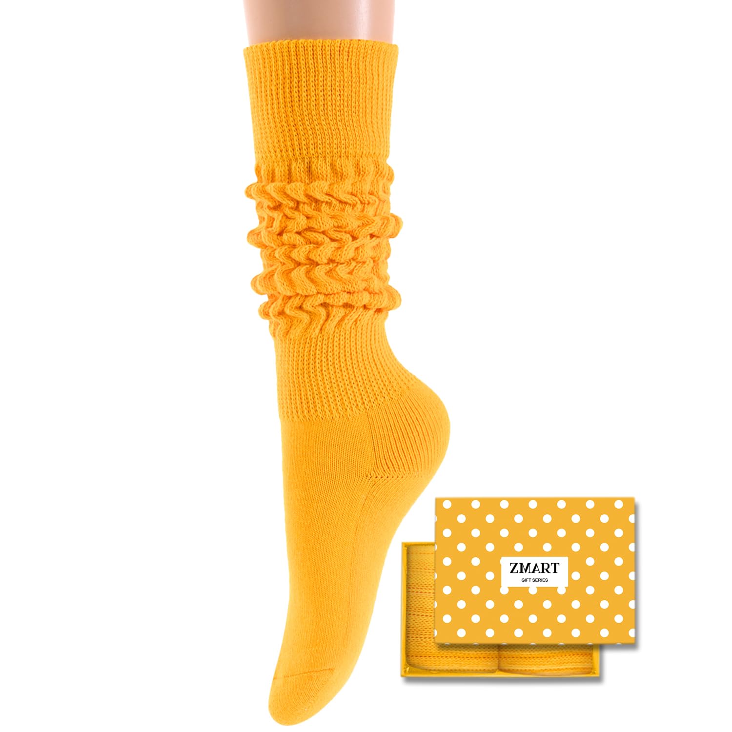 Zmart Women's Slouch Socks - Cozy Scrunch Socks 80s Retro Style, Soft & Warm Winter Socks in White, Black, Orange & Cream - Perfect for Casual Wear, Lounge, Home & 80s Themed Parties