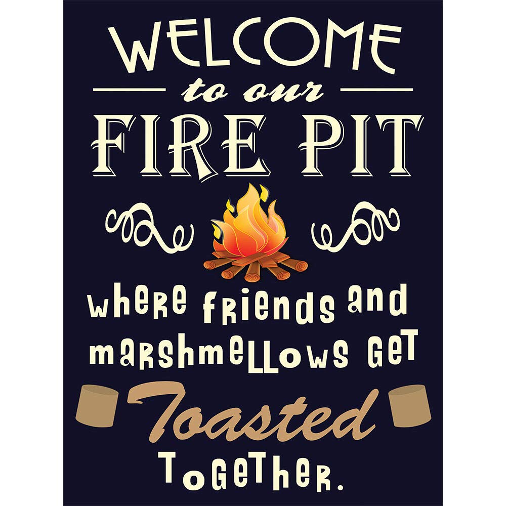 ZMKDLL Vintage Metal Welcome Sign for Fire Pit - Rustic Home Decor for Backyard, Patio & Outdoor Gatherings - Perfect for Toasting Marshmallows with Friends