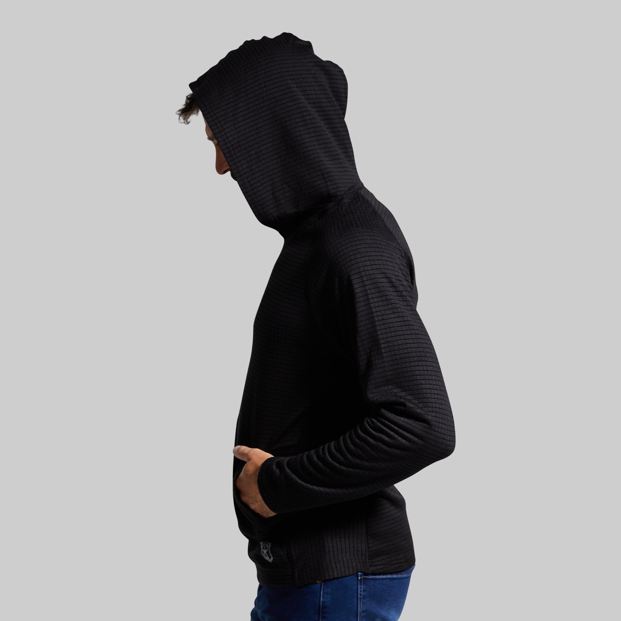 Grid Fleece Hoodie for Men & Women - Soft & Warm Winter Pullover (Black) - Perfect for Outdoor Activities, Hiking & Casual Wear
