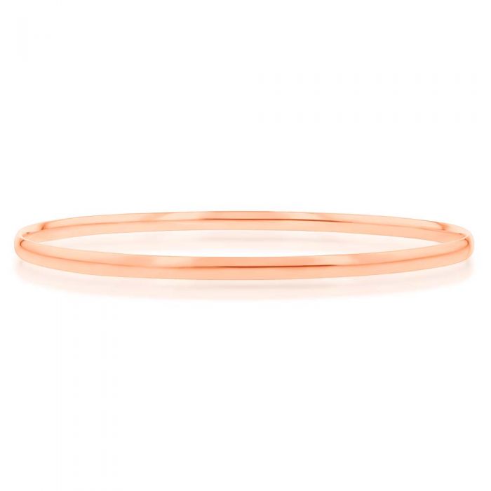 9ct Rose Gold 3mm Half Round 65mm Bangle - Elegant Stackable Bracelet for Women, Perfect for Everyday Wear & Special Occasions