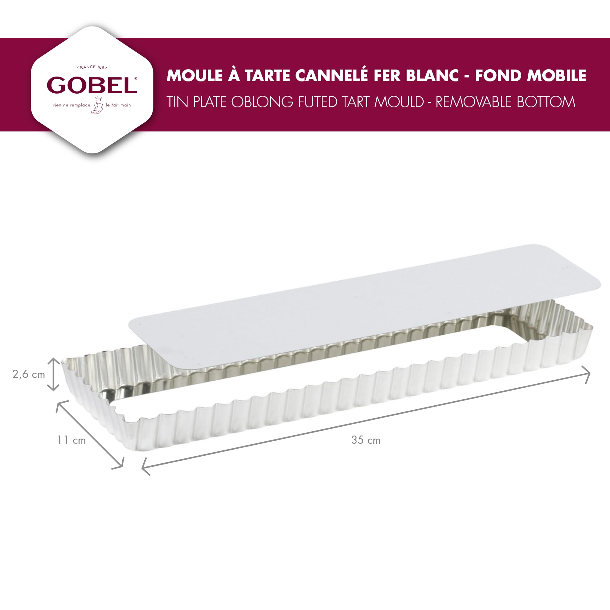 Premium Gobel Rectangular Tart Pan - 4 × 14 Inches Non-Stick Baking Sheet for Perfect Pastries, Pies & Quiches | Ideal for Home Bakers & Professional Chefs | Great for Holidays, Parties & Family Gatherings