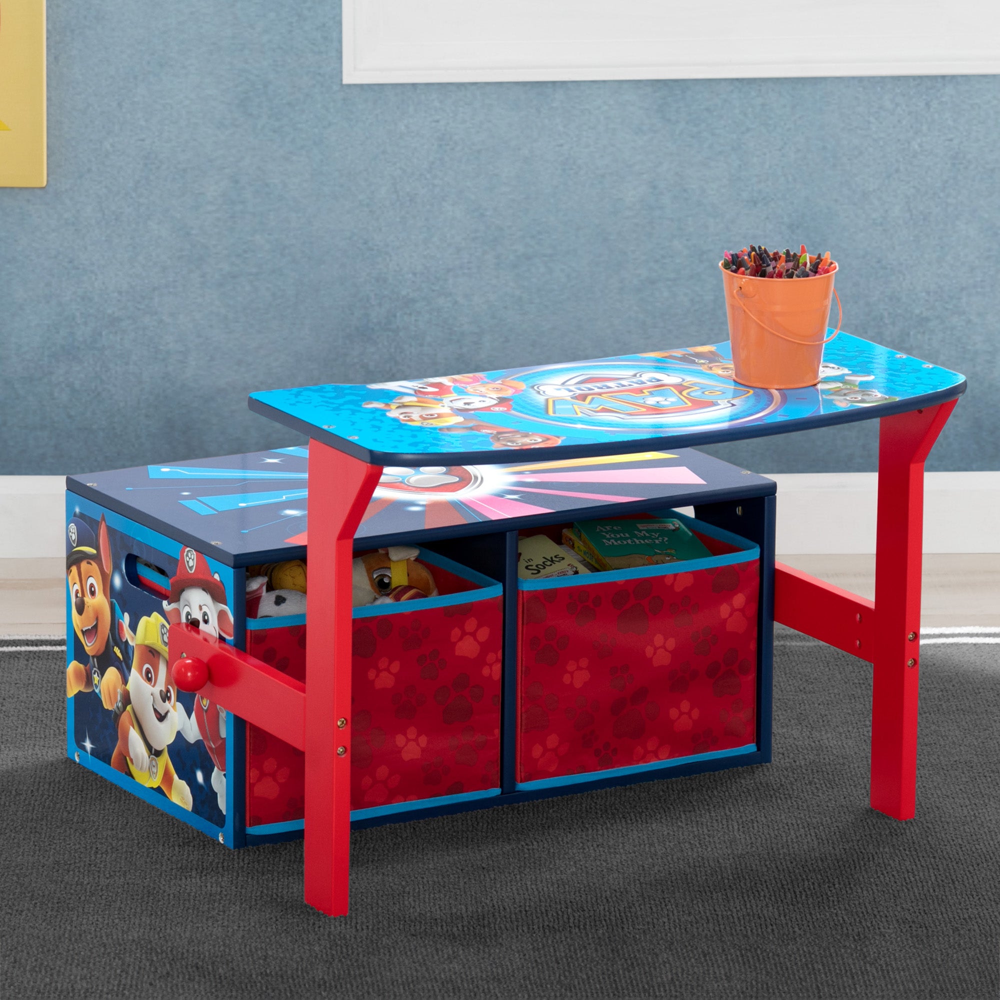 PAW Patrol Activity Bench - Kids Wooden Play Table with Storage, Learning Toy for Toddlers & Preschoolers - Perfect for Playroom, Classroom & Daycare Activities
