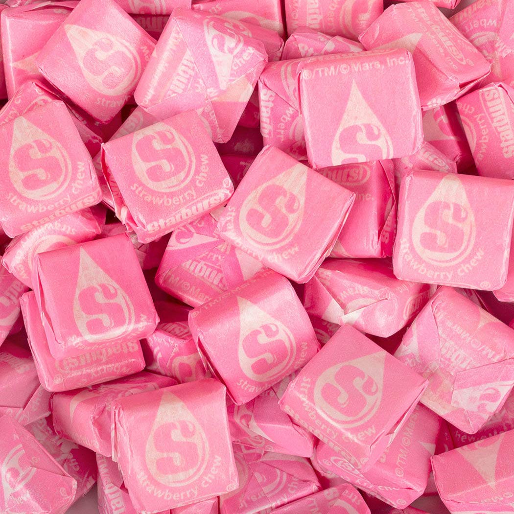 90 Count Pink Starburst Fruit Chews Candy - Bulk Gummy Sweets for Parties, Halloween Treats & Office Snacks