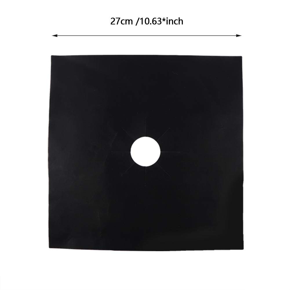 6-Pack Reusable Fiberglass Gas Stove Protector Pads - Heat Resistant & Dishwasher Safe Kitchen Accessories for Stove Top Protection (Black) | Ideal for Cooking, Grilling & Kitchen Safety