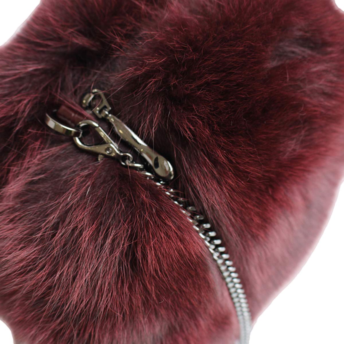 KAISHIN Women's Real Fox Fur Wallet - Elegant Shoulder Bag & Coin Purse in Wine Red | Casual Luxury Accessory for Parties, Date Nights & Special Occasions