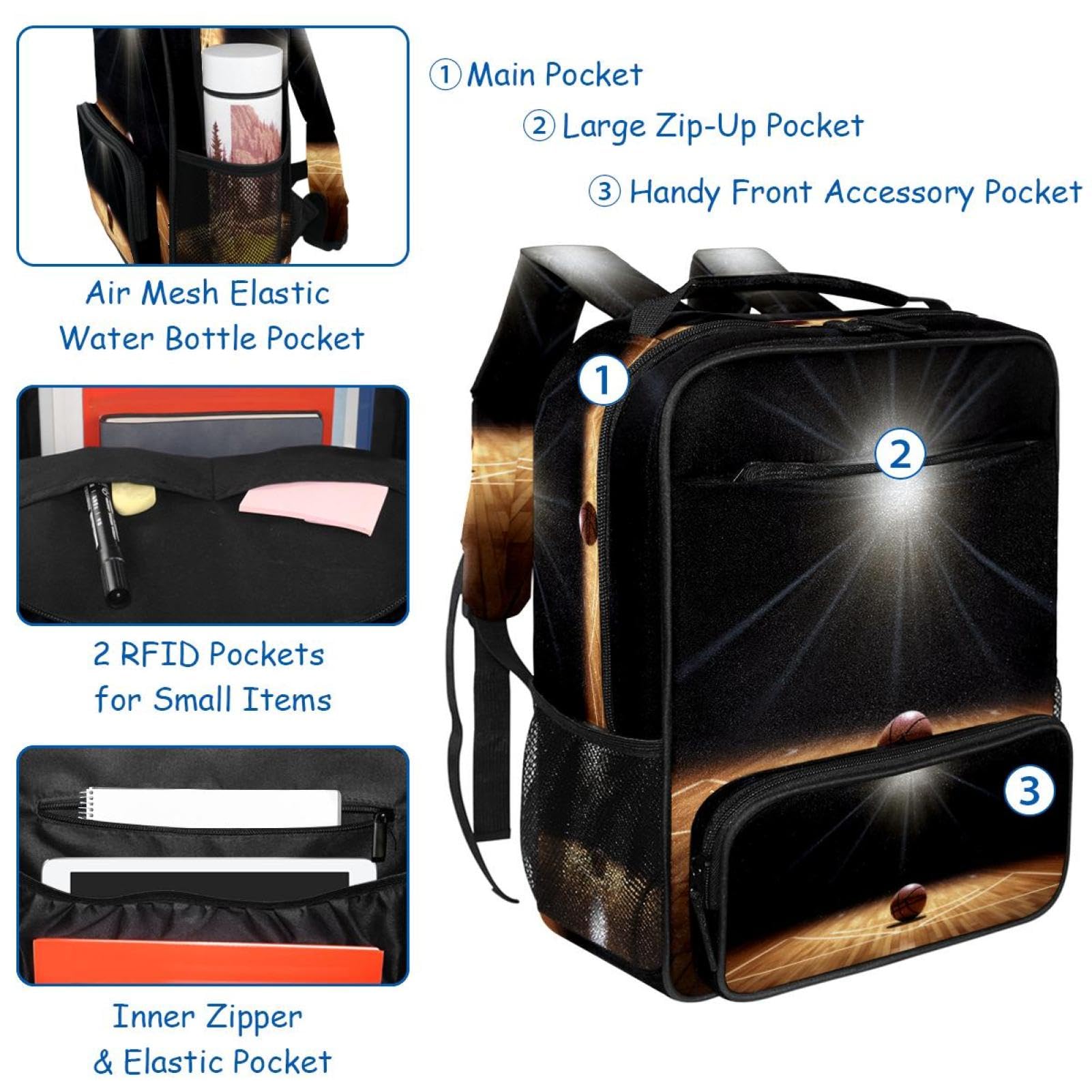 Men's & Women's Travel Backpack - Durable & Stylish for Basketball, Wooden Cricket Field & Outdoor Adventures | Perfect for Hiking, Gym & Daily Commute