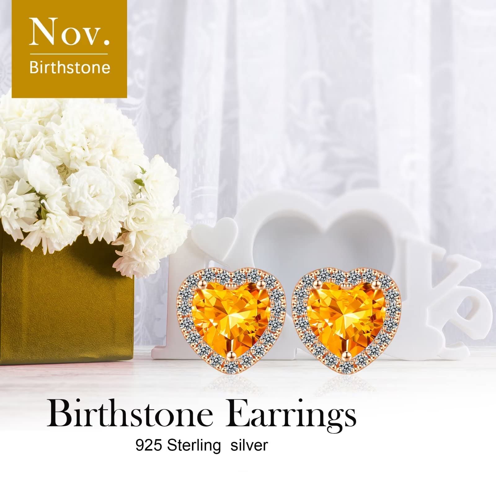 Memorjew Sterling Silver Birthstone Stud Earrings for Women - Elegant Jewelry Gifts for Wife, Mom, Girlfriend | Perfect for Anniversary, Christmas, Mother's Day & Birthday | Everyday Wear & Special Occasions