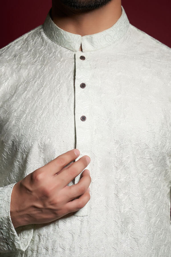 Apple White Soft Cotton Chikankaari Kurta Pant Set - Traditional Indian Ethnic Wear for Women, Comfortable & Stylish Outfit for Festivals, Weddings & Special Occasions